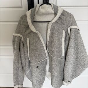 Cozy Gray and White Sherpa Jacket